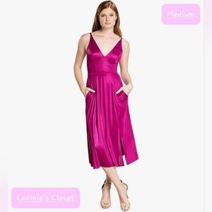 🔥NEW🔥OBO🔥 🔵 Dress the Population Womens Serafina Fit & Flare Midi Dress M